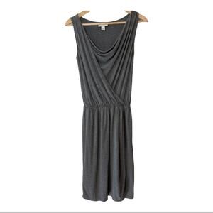 LOFT Jersey Faux Wrap Sleeveless Dress Gray XS